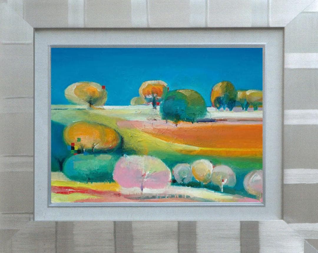 油絵 菅家令子 絵 絵画 インテリア 額付(黒) uF6-110809 風景