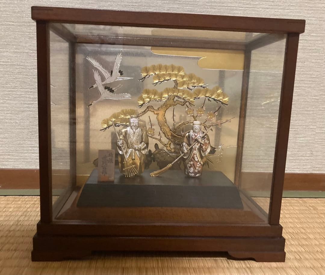 純銀製 高砂人形 武比古作 翁 嫗 工芸品