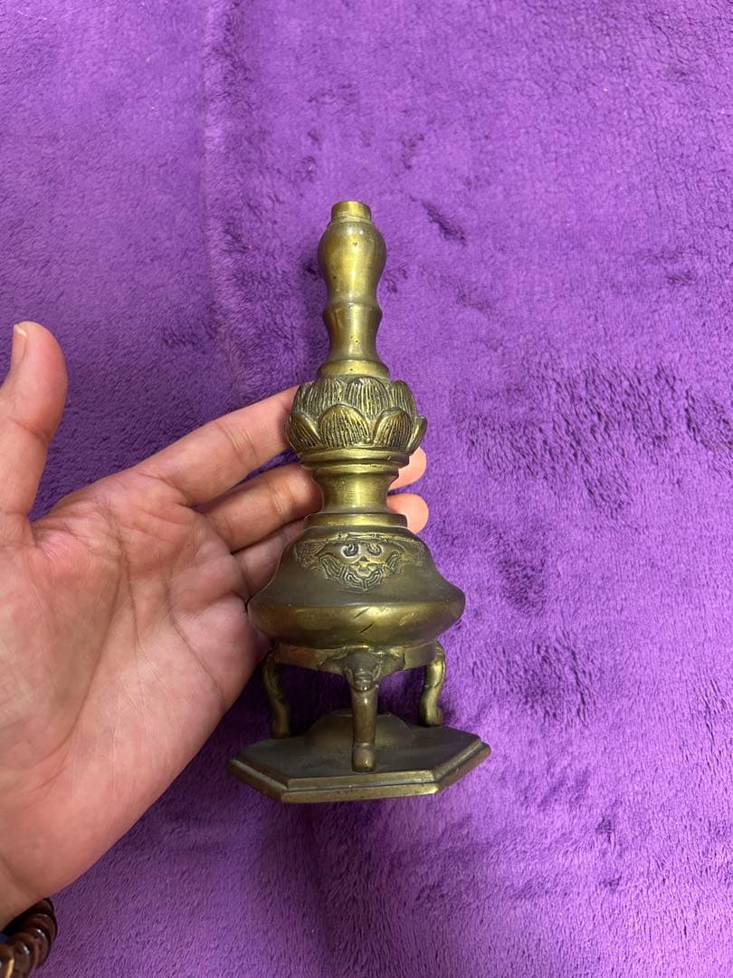 金属工芸 ロウソク立て 仏具 仏教美術 インテリア オブジェ