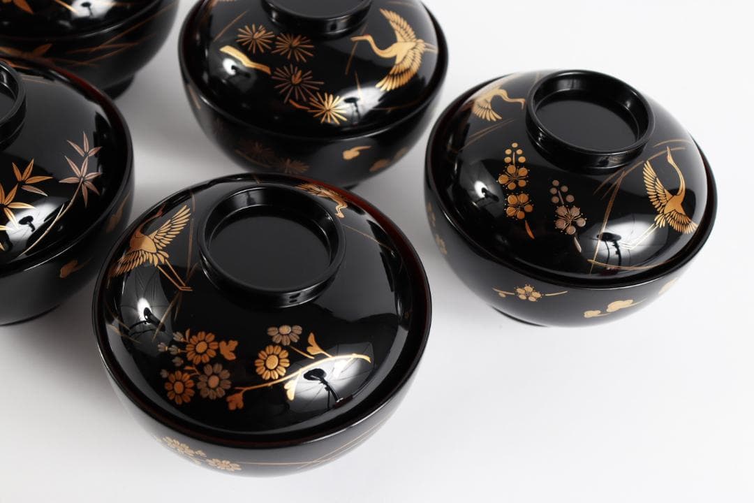 K*o様 輪島塗 蒔絵 吉祥文 吸物椀 人間国宝 大場松魚 寺井直次 監修 共箱