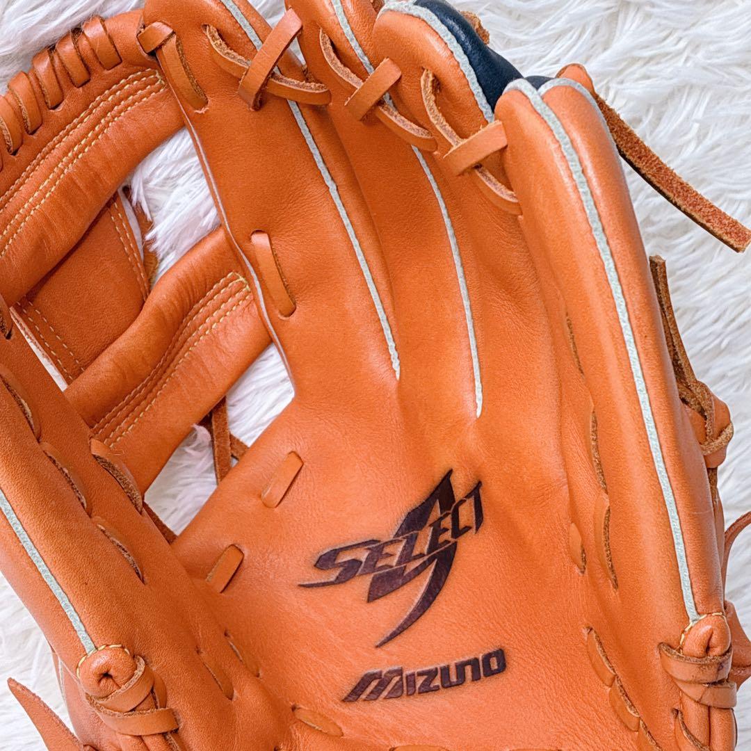 【良品】MIZUNO Select 9 軟式グローブ オレンジ×ブラック 内野手