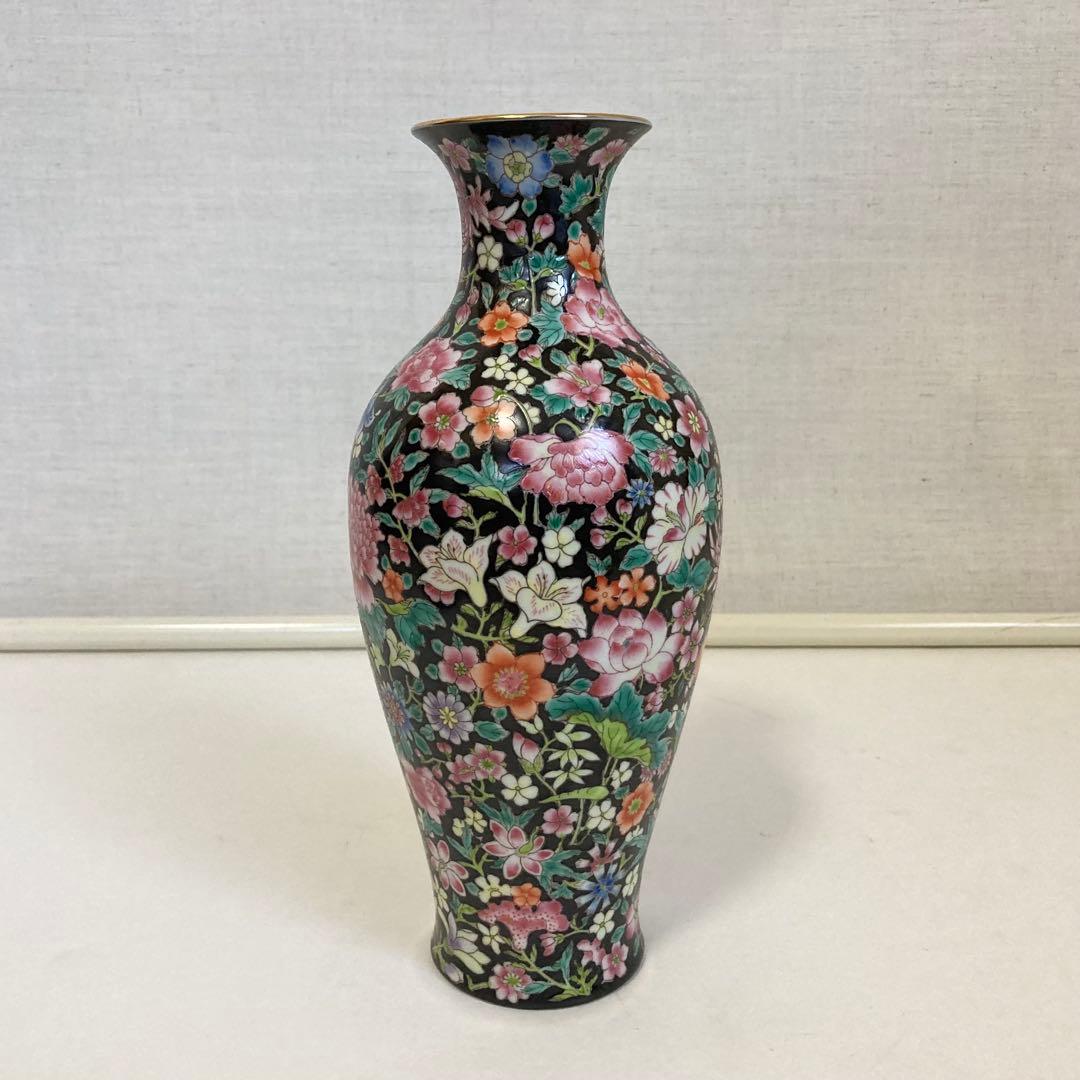 大清乾隆年製 花瓶 花器 置物 オブジェ 花柄 金彩 陶磁器 陶器 レトロ