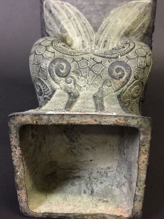 青銅四方尊  時代物  花器 花入  茶道具 華道具 生花