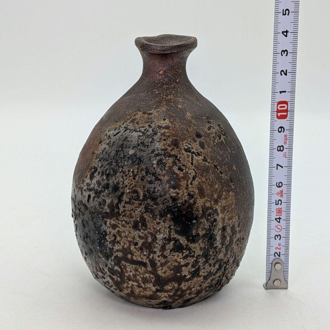 岡山県重要無形文化財 金重晃介 備前焼 扁壺徳利 四方桟共箱合布栞 とっくり