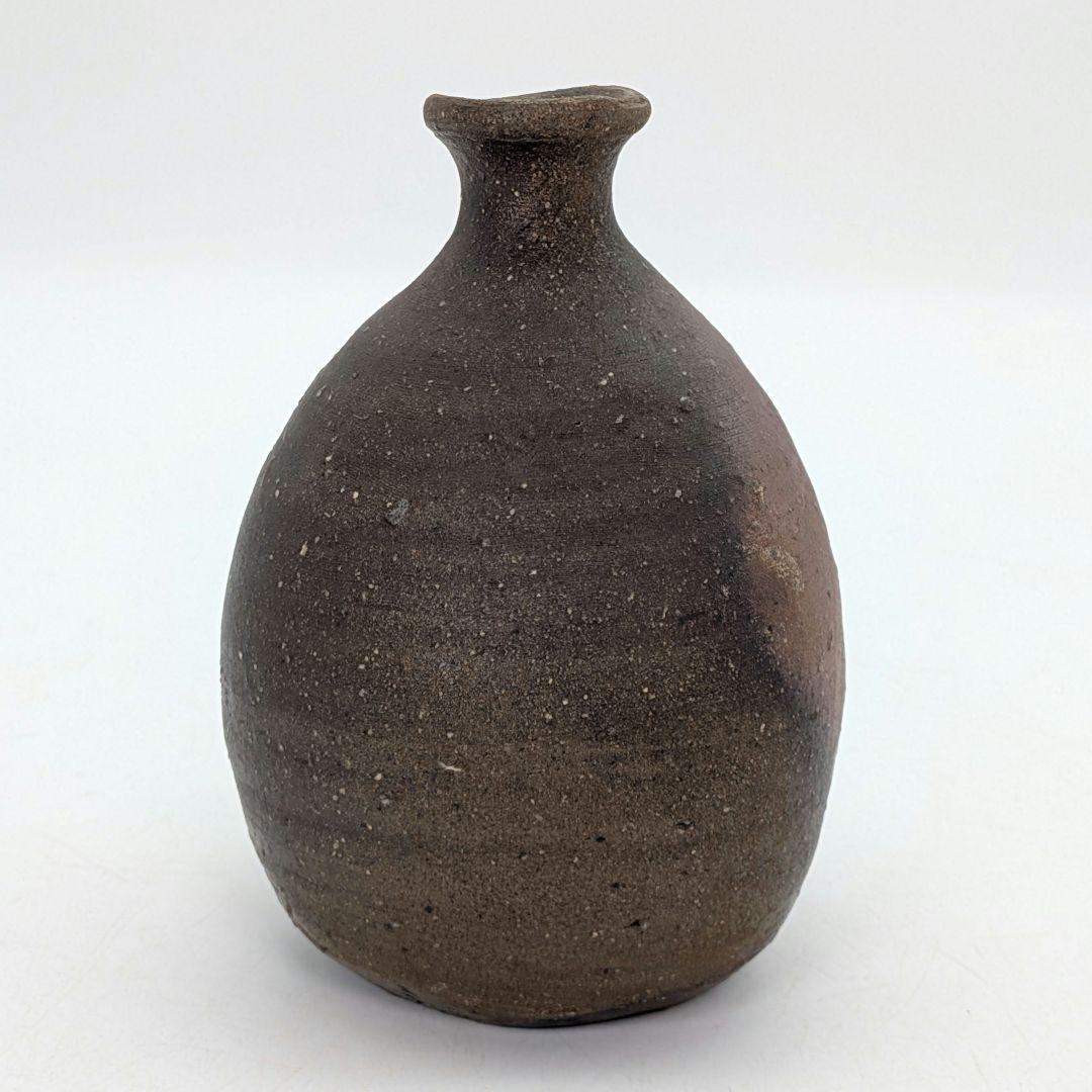 岡山県重要無形文化財 金重晃介 備前焼 扁壺徳利 四方桟共箱合布栞 とっくり