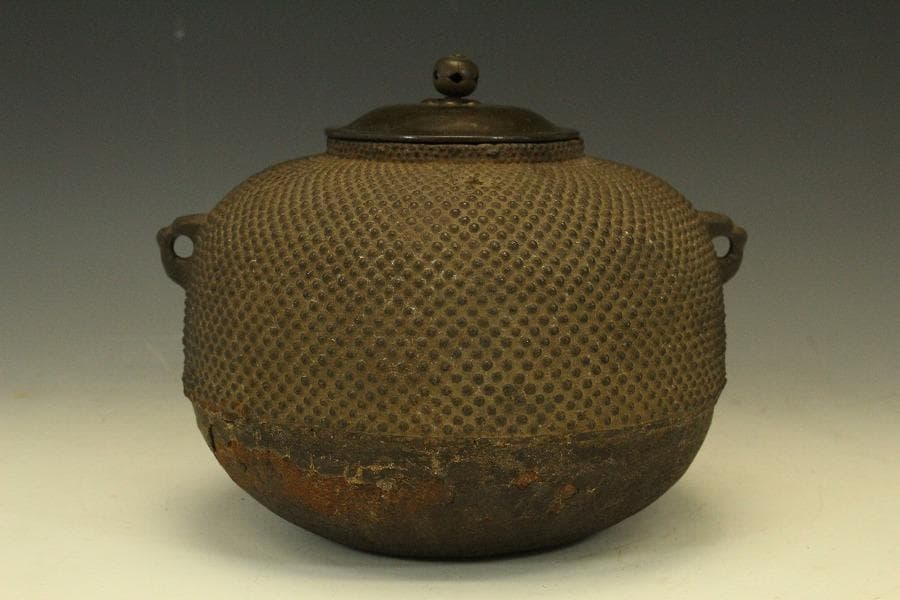 茶道具 霰丸釜 鉄釜 箱入 710
