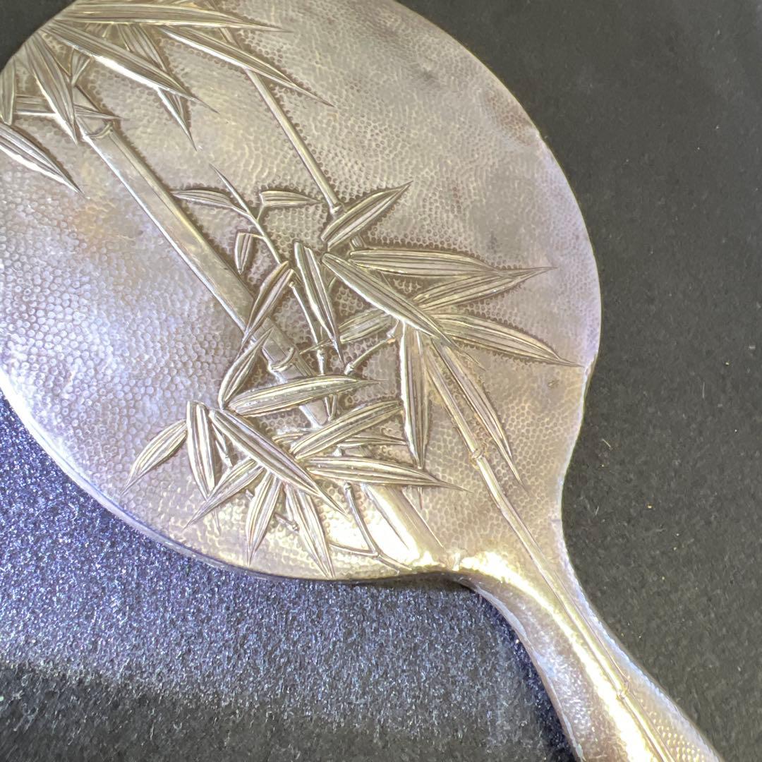 専用　sterling刻印　竹図手鏡　440g 東Y7-1223☆2Fトコチサ