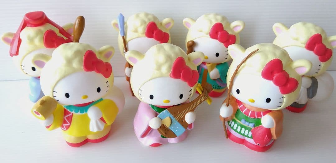 ハローキティ 羊 七福神 フィギュア 貯金箱 7体セット