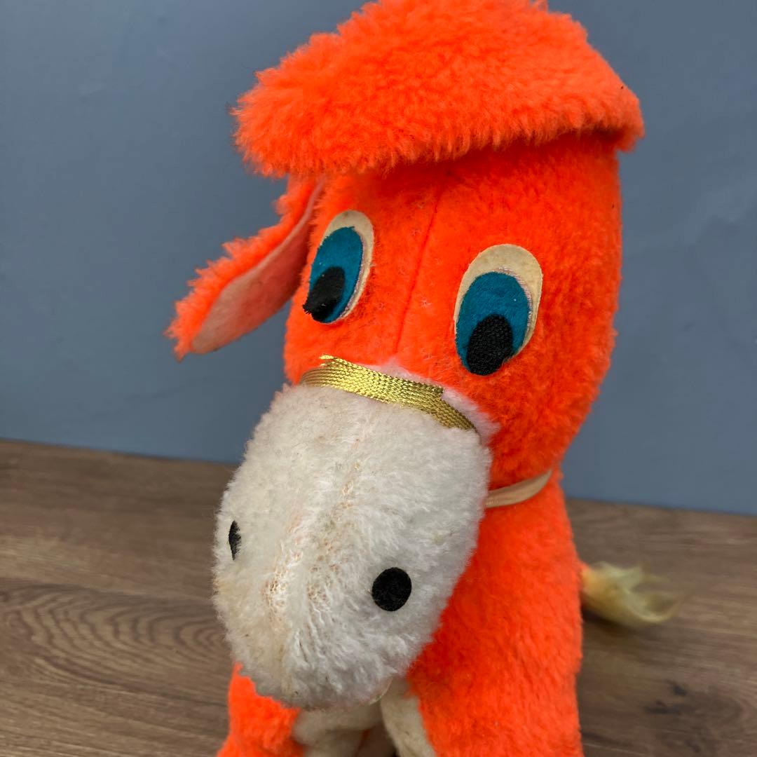 昭和レトロ ぬいぐるみ 馬 ポニー オレンジ ヴィンテージ 当時物 置物