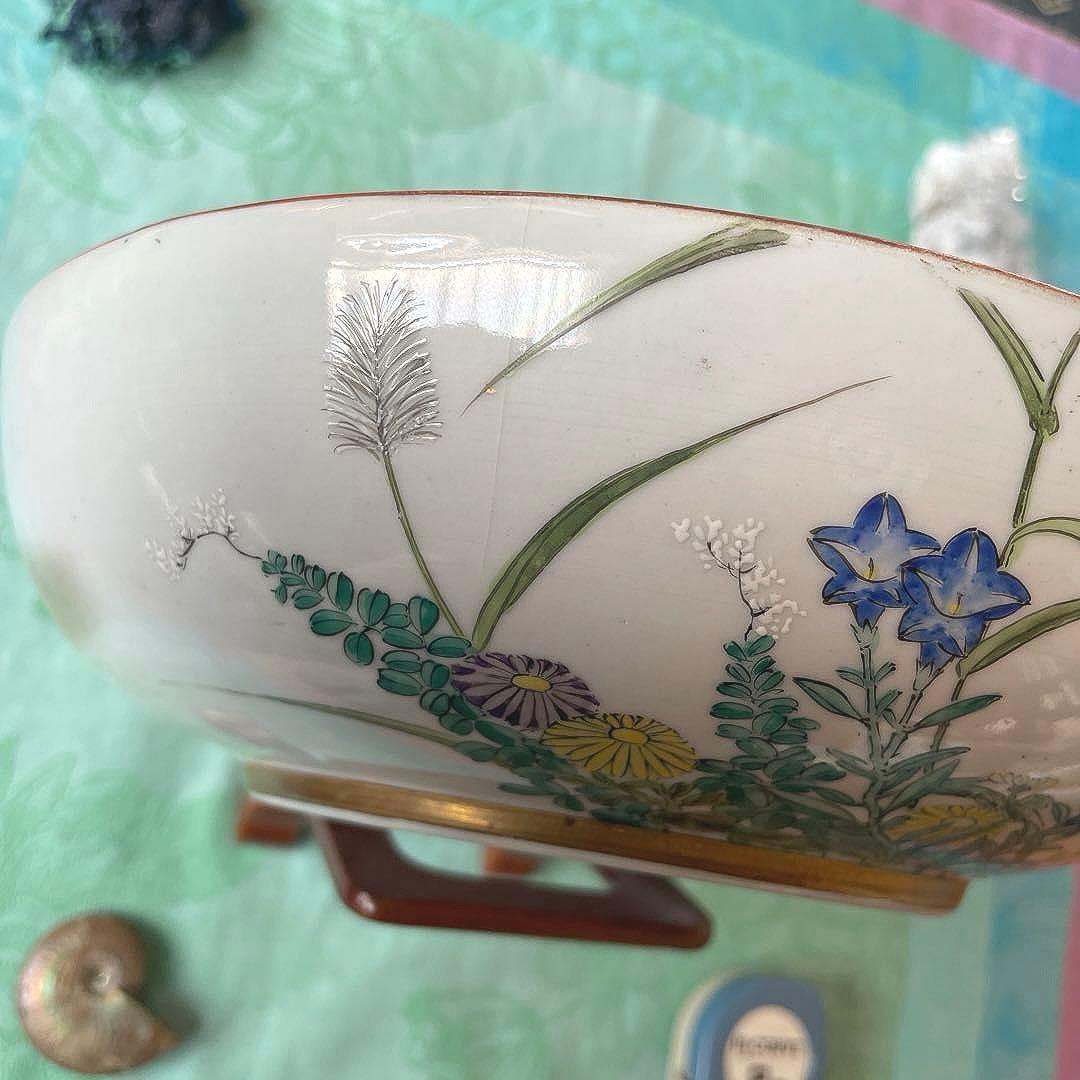 九谷焼　金彩　山水図　大鉢