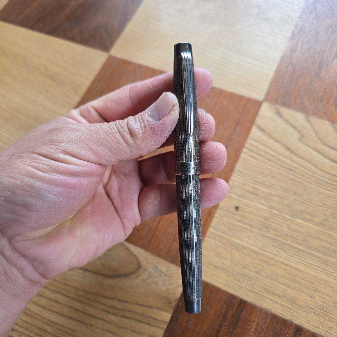 ステンレススチール 万年筆 ストライプデザイン ( pt) silver