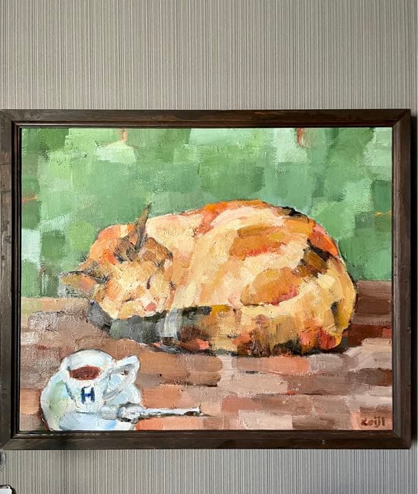 【半額SALE】149,060→ 74,530猫油絵『猫珈琲店』