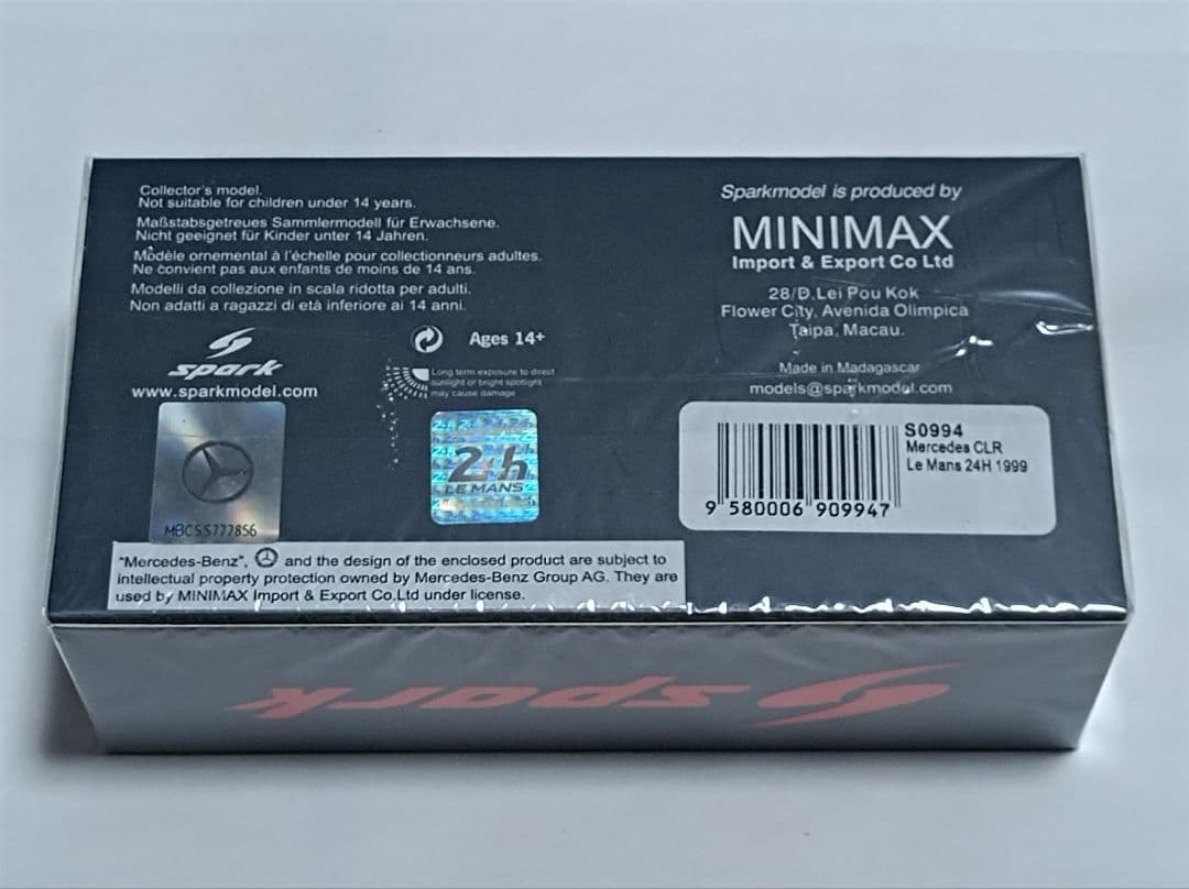 Spark1/43 メルセデス CLR Le Mans 24H 1999