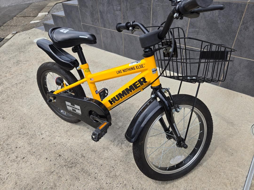 【引取り限定】HUMMER 子供用自転車 16インチ 前カゴ付き