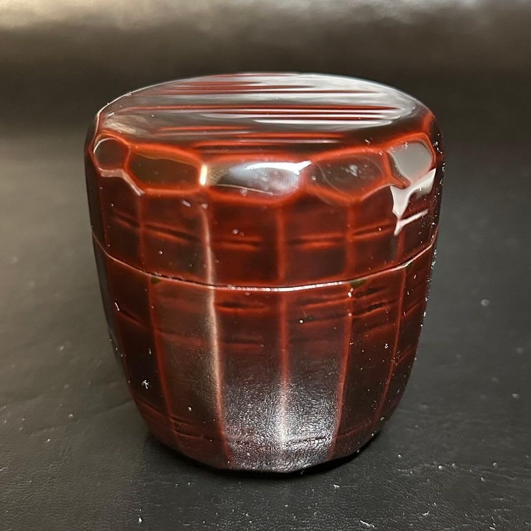 茶道具！輪島塗 溜塗 折撓棗 春草蒔絵 棗！『前田 清峰』作！共箱/紙箱/栞付！