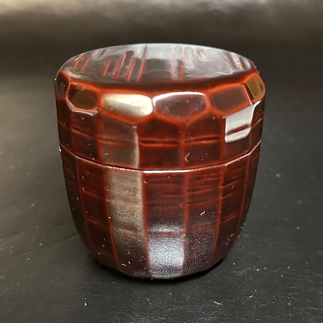 茶道具！輪島塗 溜塗 折撓棗 春草蒔絵 棗！『前田 清峰』作！共箱/紙箱/栞付！