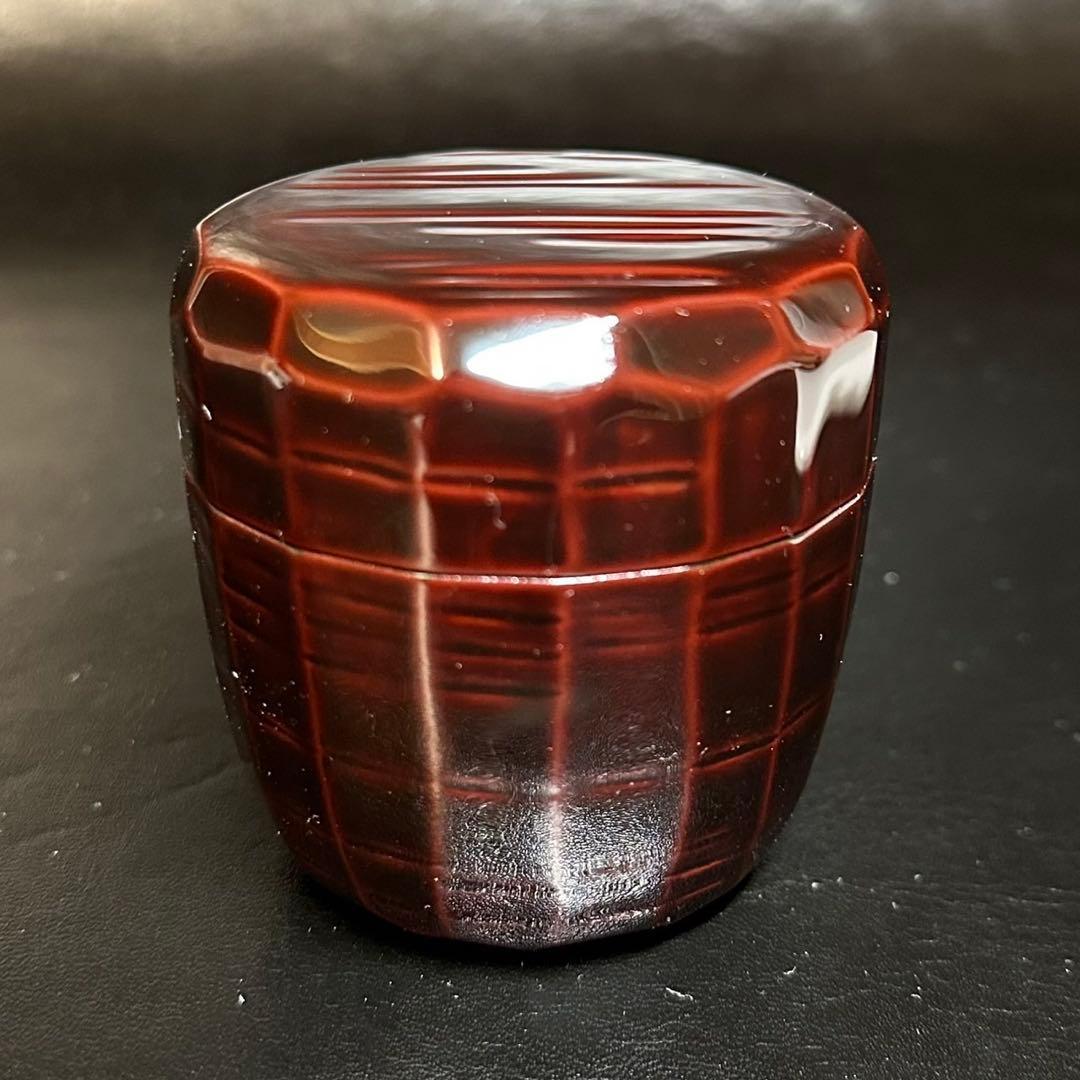 茶道具！輪島塗 溜塗 折撓棗 春草蒔絵 棗！『前田 清峰』作！共箱/紙箱/栞付！