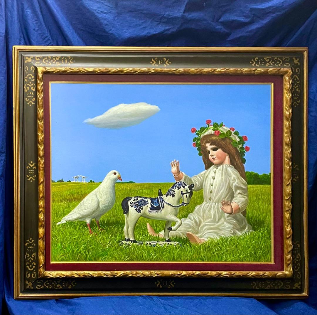 ◇不気味でファニーな世界観◆小松崎 邦雄『デルフトあたり』油彩 15号 共シール