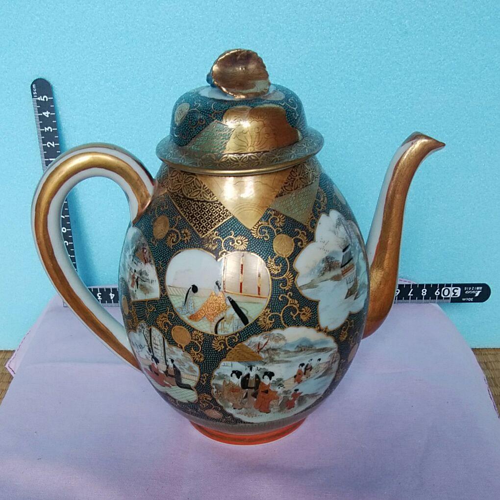 九谷焼水指 蓋付き・注ぎ口付