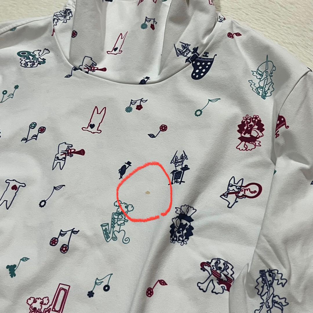 t1978 【mu sports】　ゴルフウェア　総柄　ハイネック　スポーツ　白