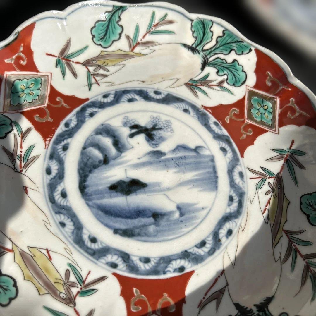古伊万里　染め錦金彩皿　7寸×2枚。