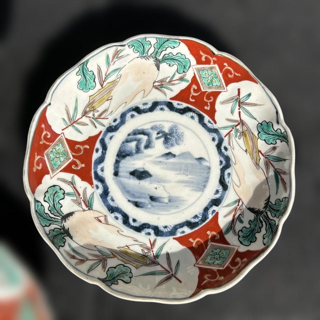 古伊万里　染め錦金彩皿　7寸×2枚。