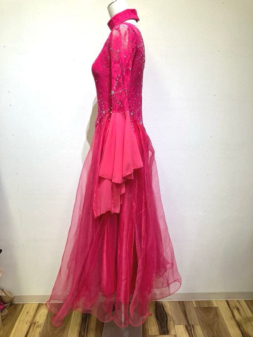 社交ダンス　スタンダードドレス　ボールルームドレス　スパンコール　花柄レース