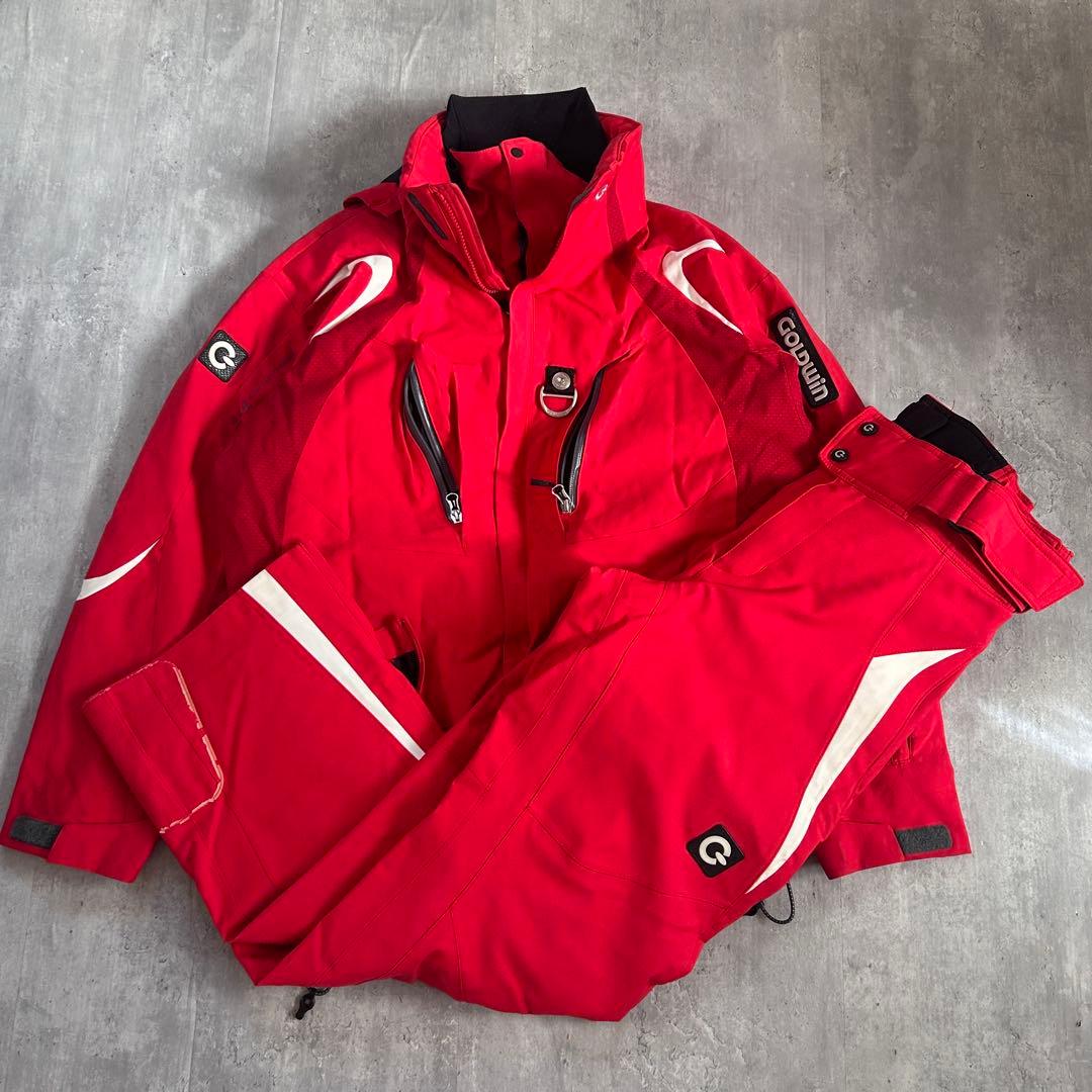 C7 GOLDWIN スキーウェア 上下セット インナー付 赤 メンズ L-XL