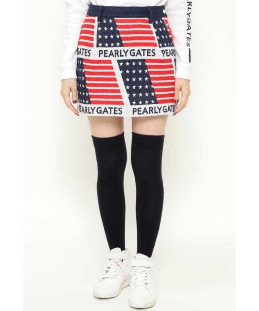 【美品】PEARLY GATES パーリーゲイツ 星条旗柄 スカート ペチコート
