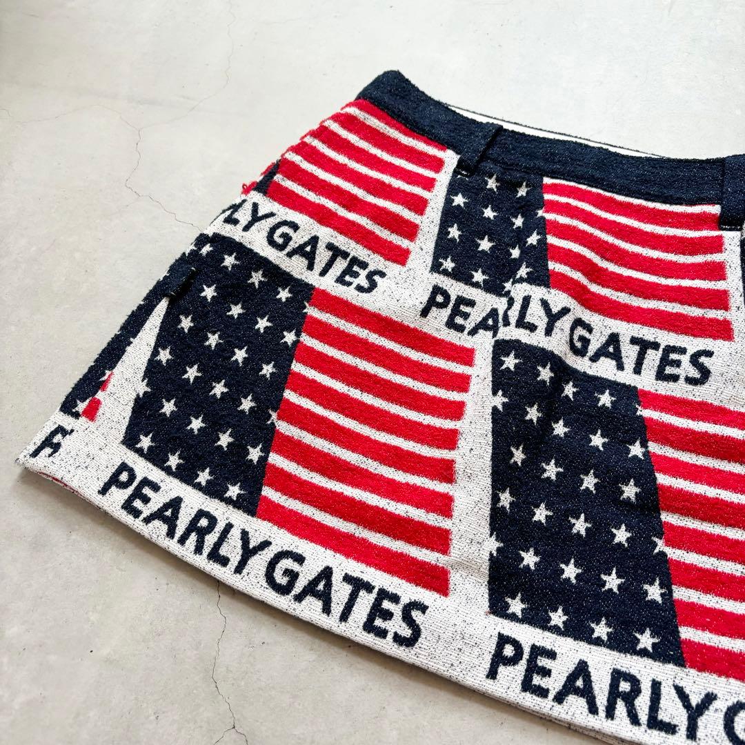 【美品】PEARLY GATES パーリーゲイツ 星条旗柄 スカート ペチコート
