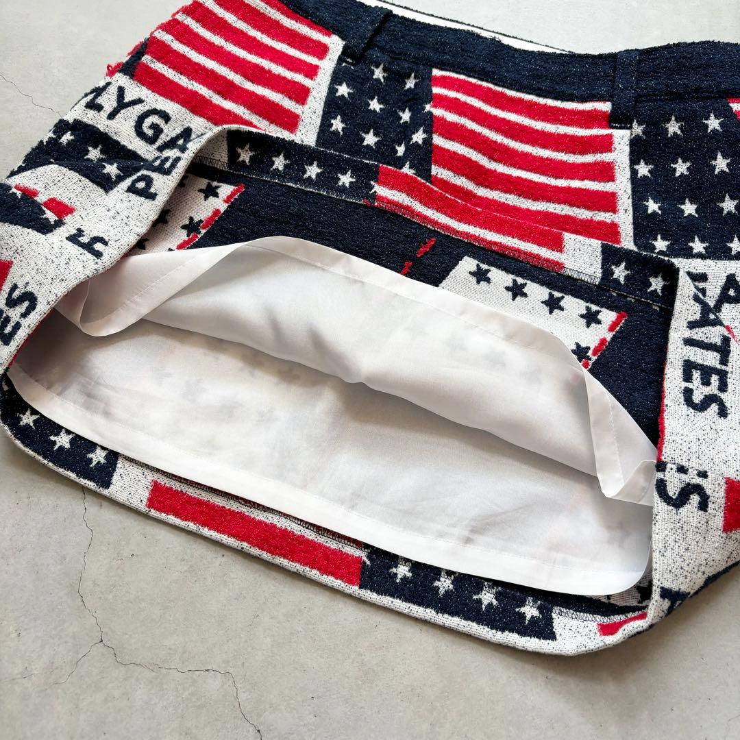 【美品】PEARLY GATES パーリーゲイツ 星条旗柄 スカート ペチコート