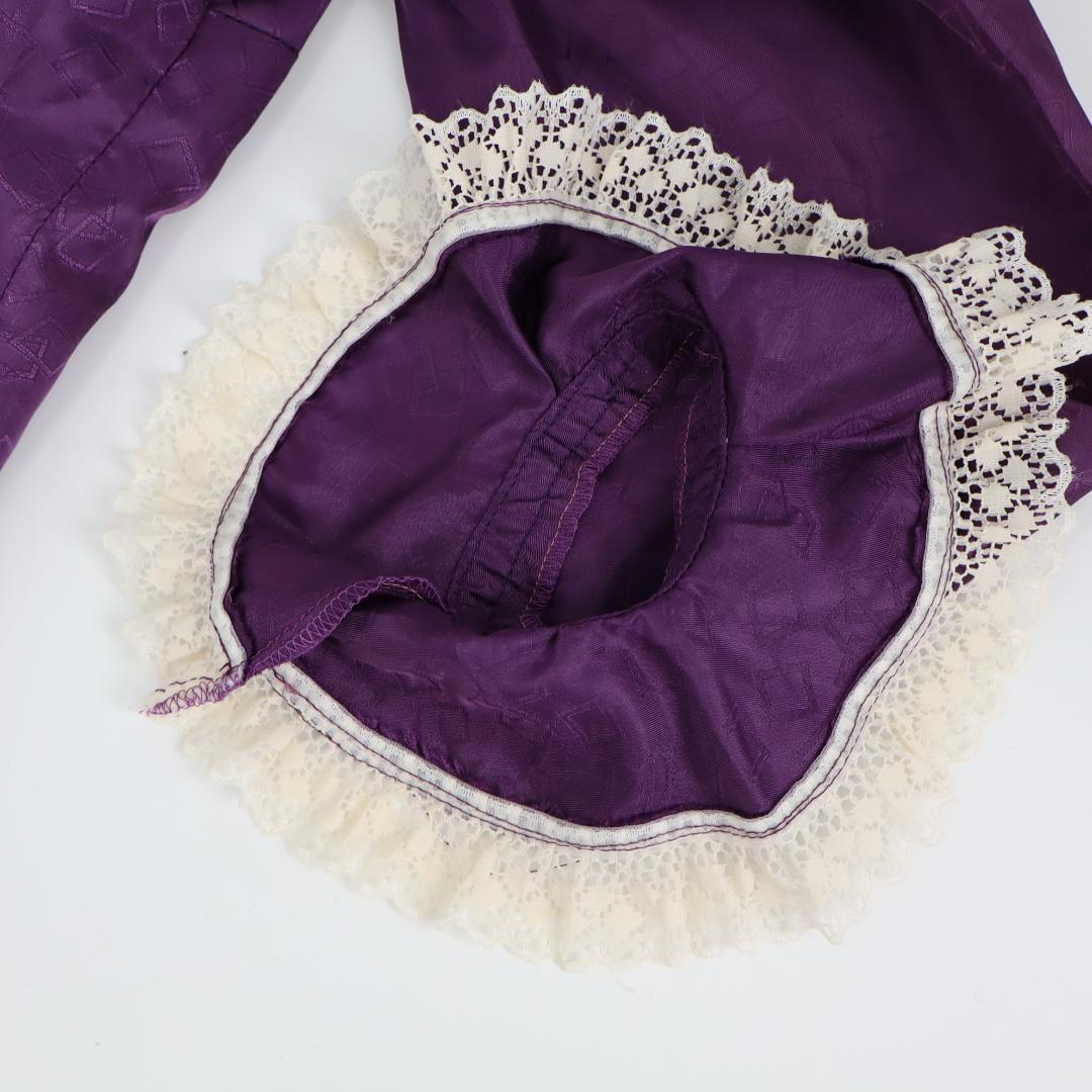 【美品 フラメンコ衣装】光沢パープル×柄×レース地 ドレス Flamenco