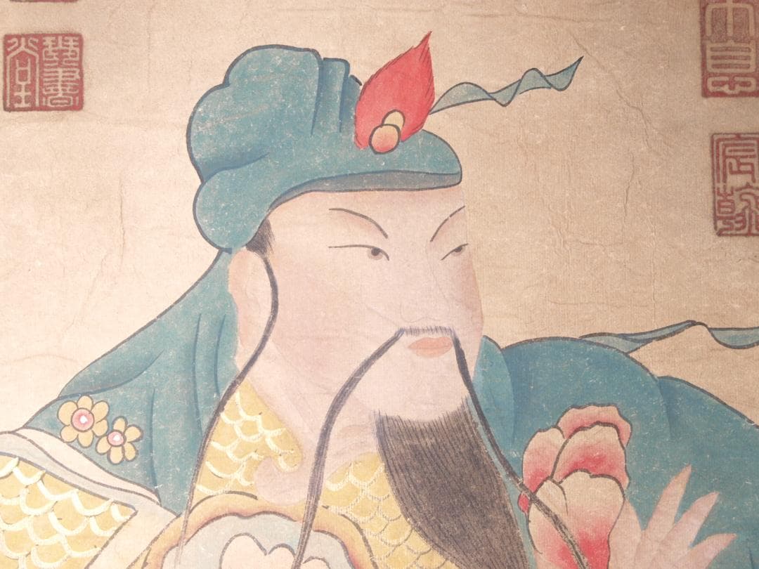 【骨董掛け軸】人物図 中国時代　忠義千秋 肉筆保證 掛け AK971A12-3