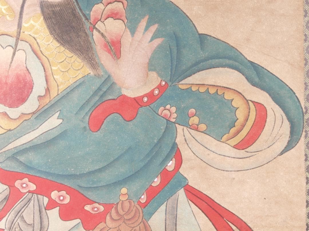 【骨董掛け軸】人物図 中国時代　忠義千秋 肉筆保證 掛け AK971A12-3