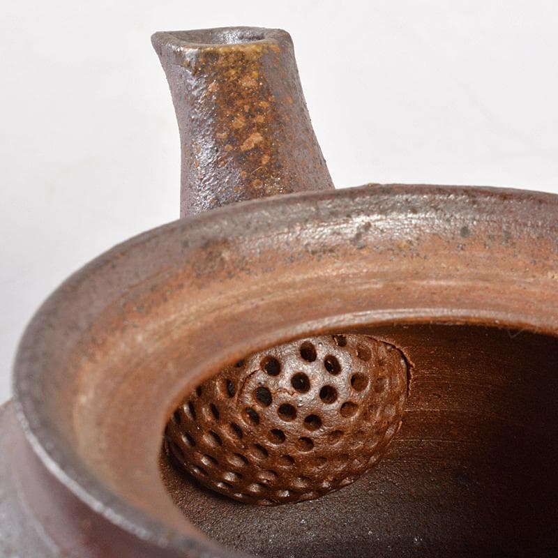 煎茶道具　備前焼　齊藤隆作　横手急須　共布　共箱　M　R6059