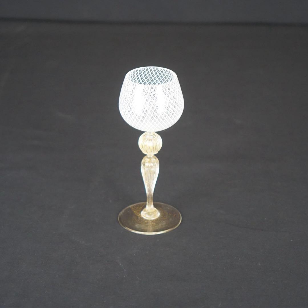 【MURANO】ムラーノ ベネチアンガラス 金彩 ワイングラス ITALY