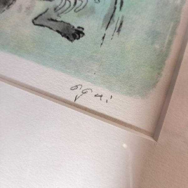 画家 絵本作家 荻太郎 画伯 作 少女と黒猫 24/100部 限定 リトグラフ