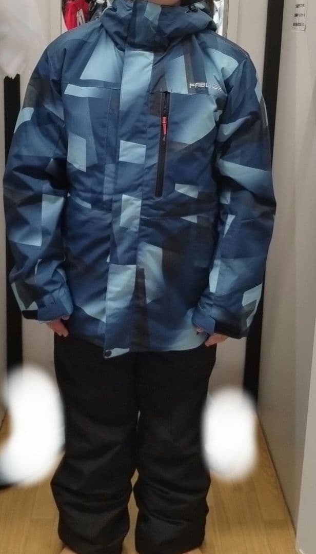 スキーウェア 青と水色 幾何学模様