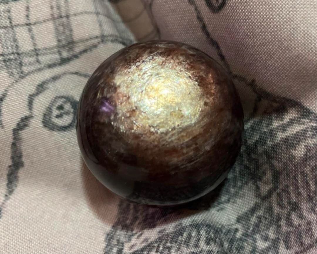 天然石　バイカラー　パープルマイカ　スフィア　丸玉　レピドライト　雲母
