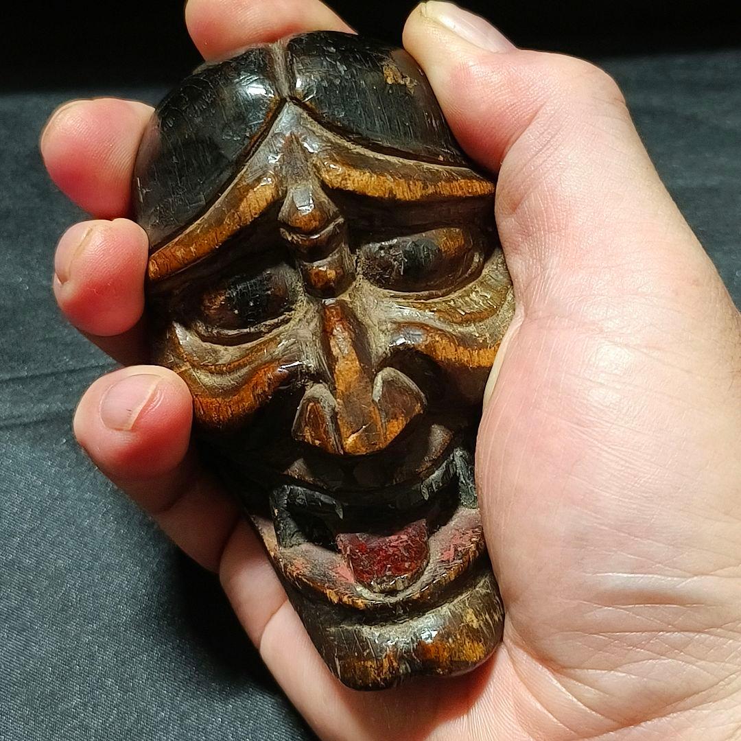 タバコ根付 木彫お面 江戸骨董 古美術 アンティーク 博物館クラス 極上珍品