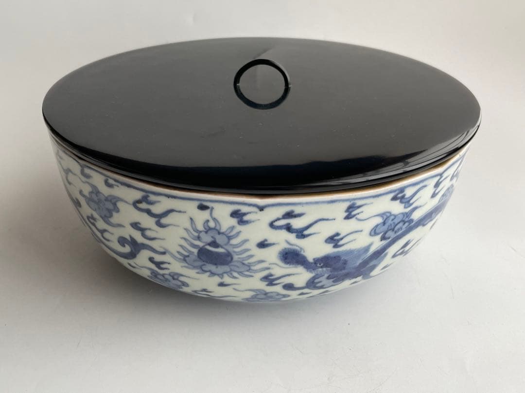 骨董　アンティーク　古伊万里　色絵　金襴手　染錦　龍文　鉢　深鉢　平水指　茶道具