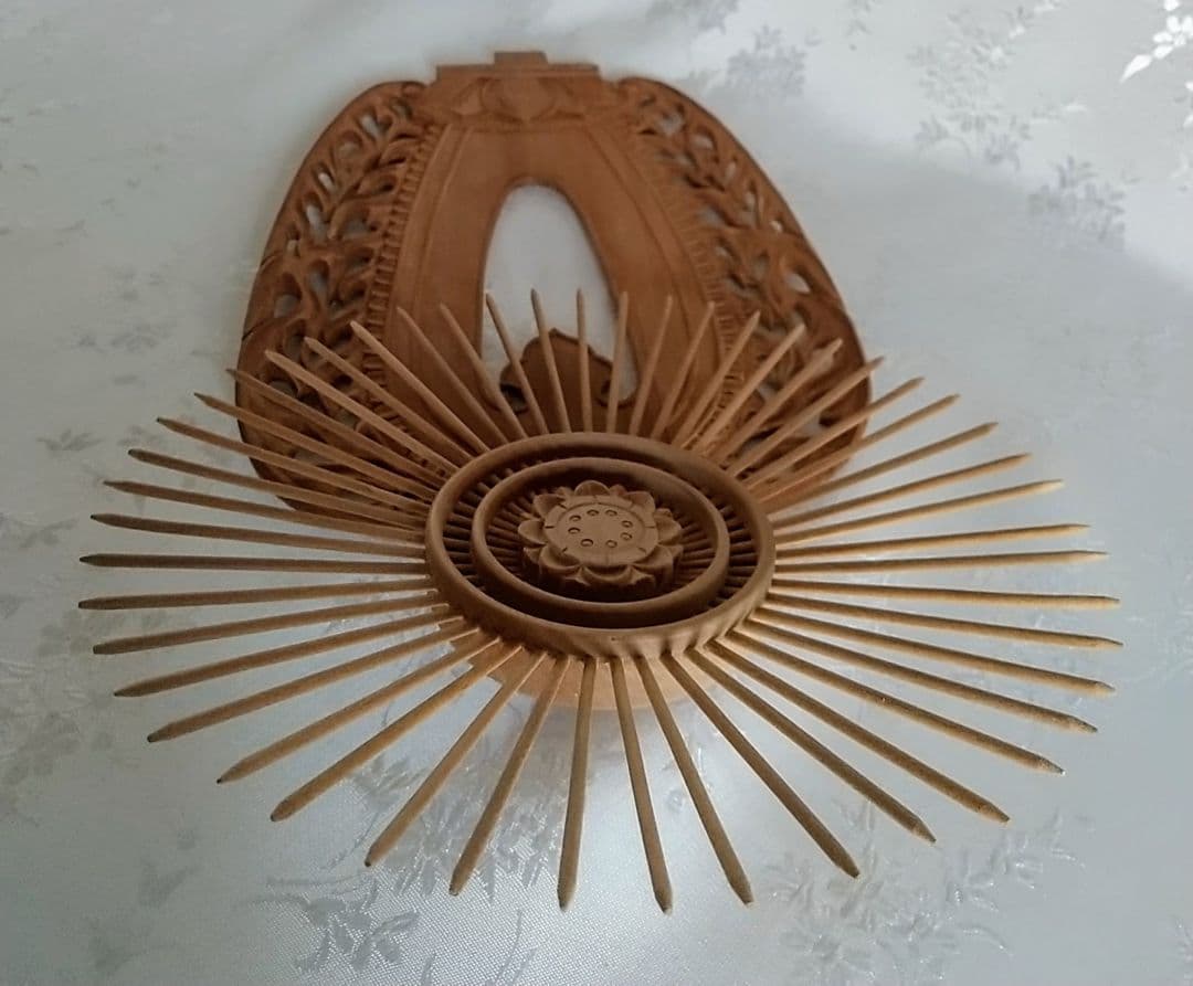 光背のみ#554 立像6.0寸用 放射光 火焔 透し彫◆白檀 木彫 仏像付属品