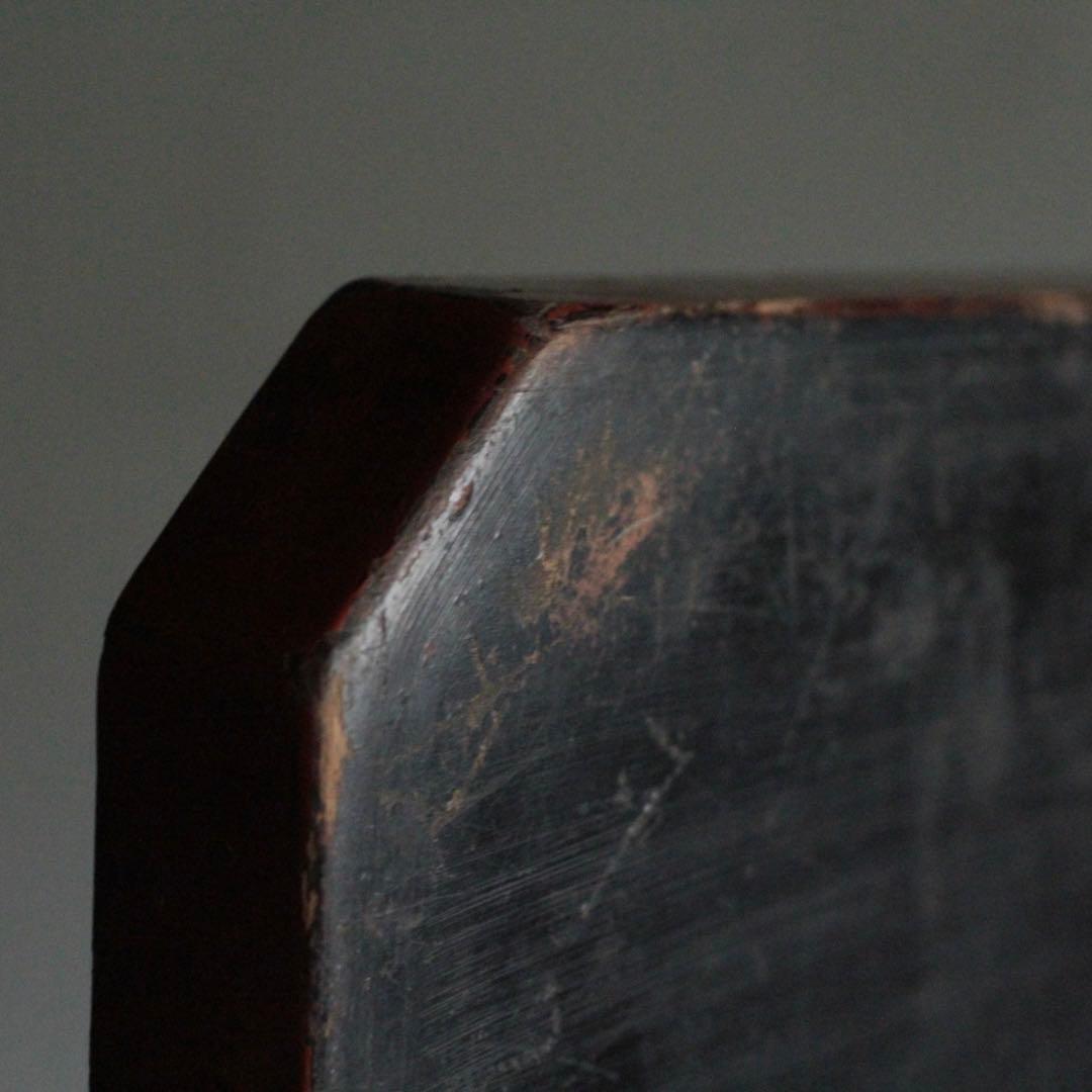 隅切 折敷 朱塗り 盆 No.3 古美術 古道具 アンティーク 折敷盆