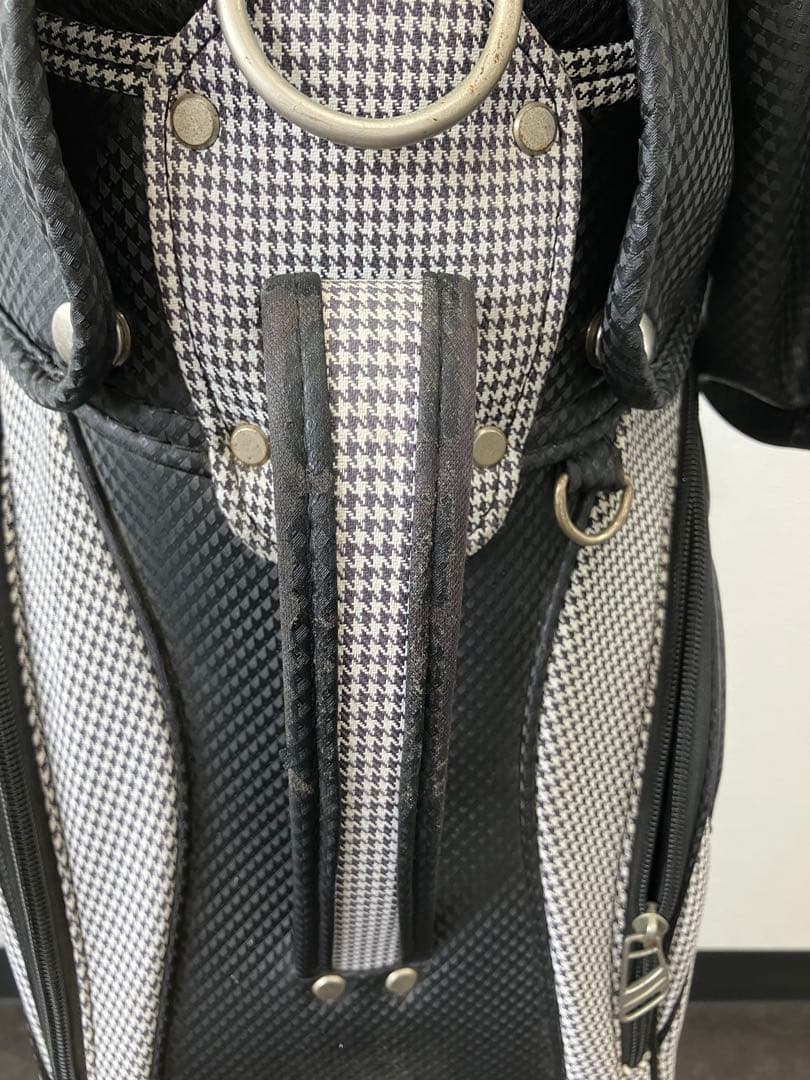 値下！XXIO ダンロップ　キャディバッグ スタンド型　千鳥柄　モノトーン　白黒
