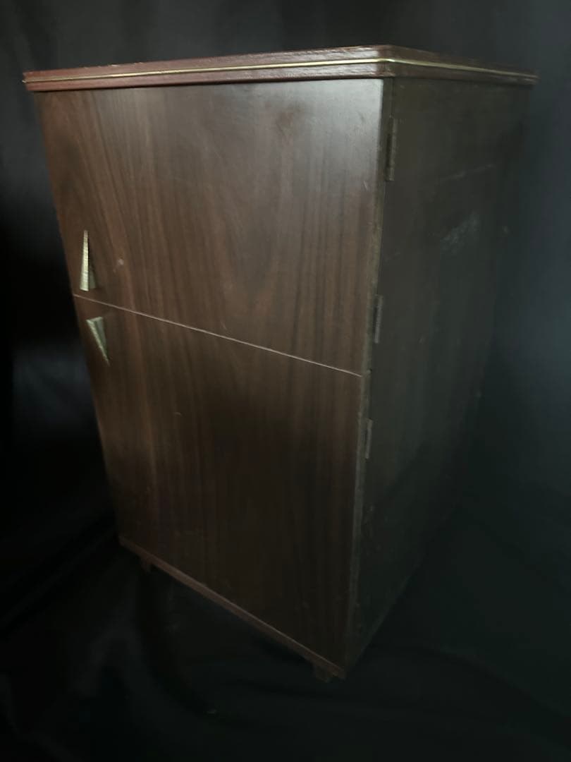 アンティーク 木製 レコード キャビネット ダークブラウン 仕切り付き