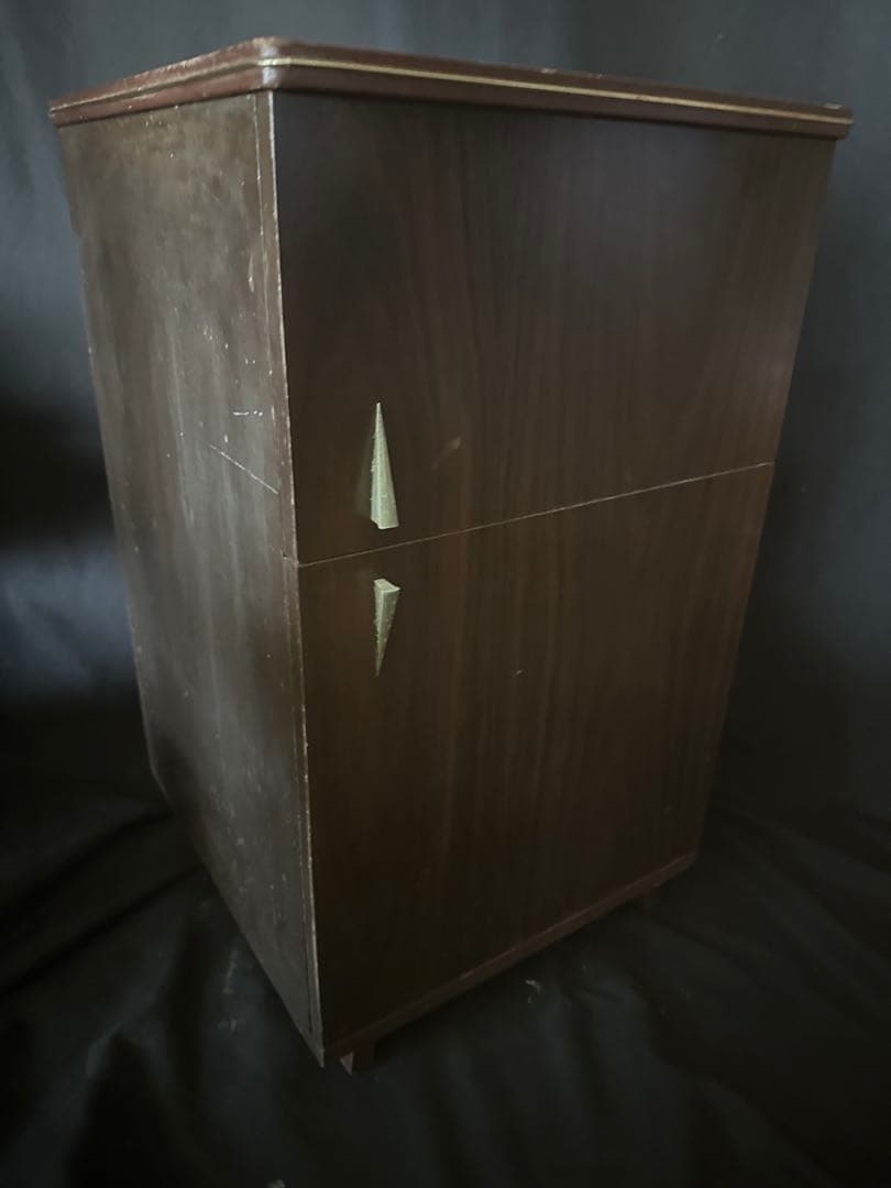 アンティーク 木製 レコード キャビネット ダークブラウン 仕切り付き