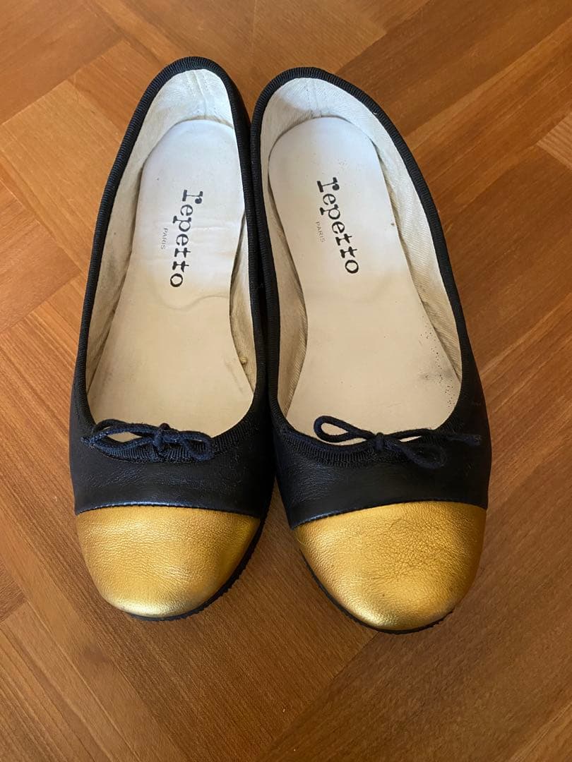 【値下げ】Repetto バレエシューズ 黒/金　37.5