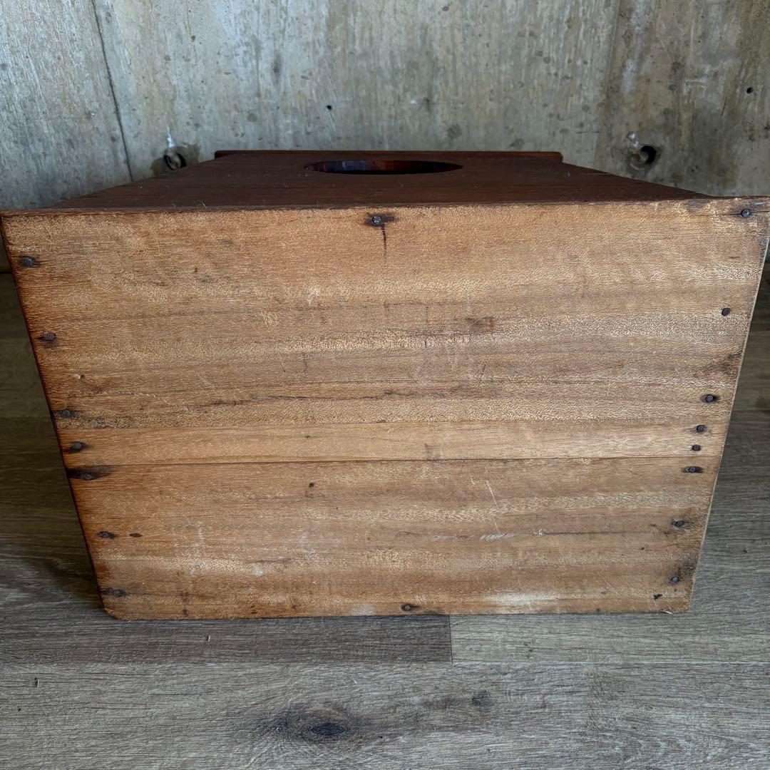 昭和レトロ　ヴィンテージ　木製踏み台　丸穴屑入　古道具　オイルフィニッシュ