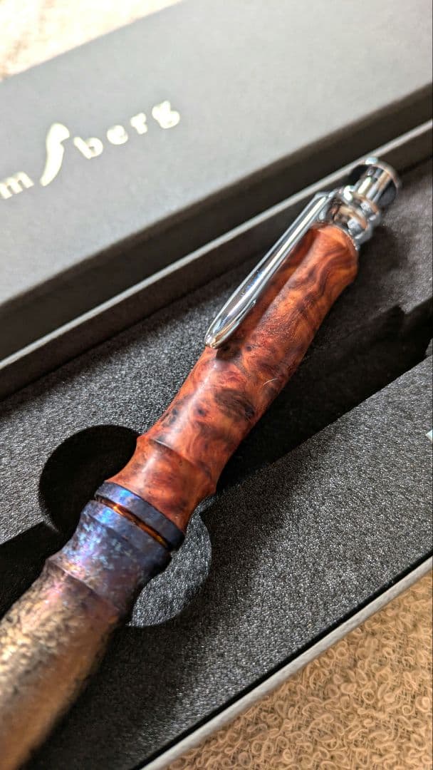 Flamberg アンボイナバール チタン梨地テンパーカラー ボールペン