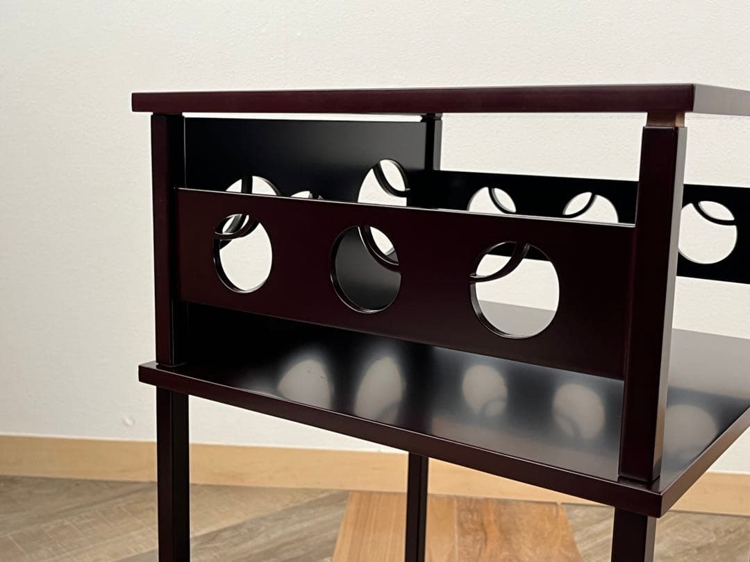 溜塗 壺々透かし 二重棚 紙箱 茶道具 組立式 ツボツボ